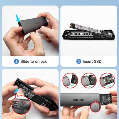 Lemorele SD1L M.2 NVMe SSD Enclosure Type-C 10Gbps Portable External Case, SD1L