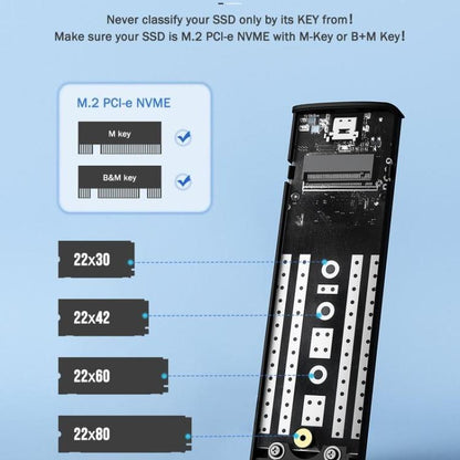 Lemorele SD1L M.2 NVMe SSD Enclosure Type-C 10Gbps Portable External Case, SD1L