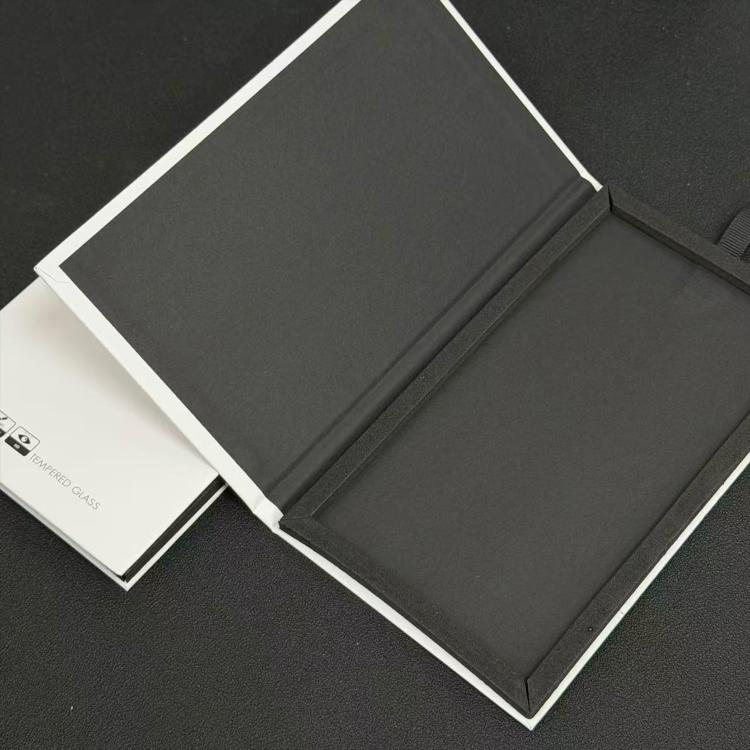 Simple White Glass Screen Protector Folding Rigid Case Packaging Box with Hook, 100pcs