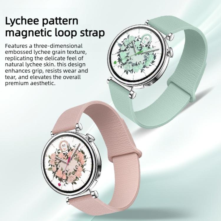 Lychee Pattern Magnetic Loop Silicone Watch Band, 18mm, 20mm, 22mm