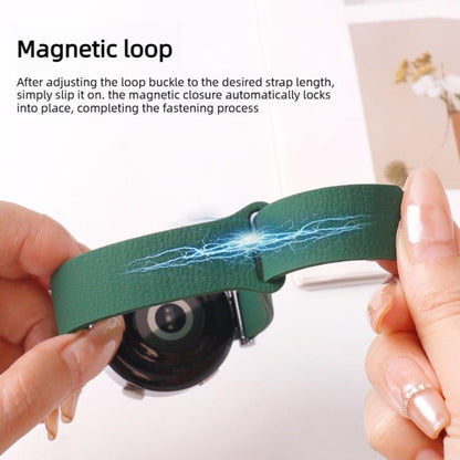 Lychee Pattern Magnetic Loop Silicone Watch Band, 18mm, 20mm, 22mm