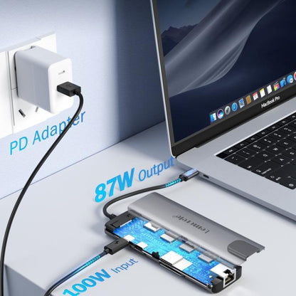 Lemorele TC39 9 in 1 Docking Station HDMI Ethernet 100W PD Laptop Connector