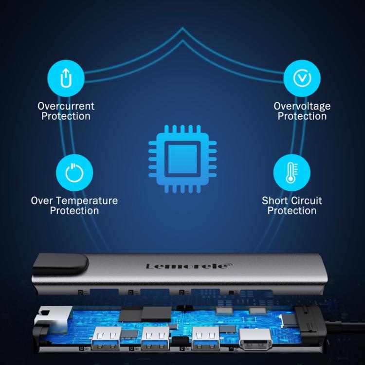Lemorele TC39 9 in 1 Docking Station HDMI Ethernet 100W PD Laptop Connector