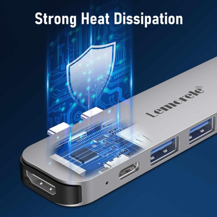 Lemorele TC52 7 in 2 Docking Station 4K Projection Multiport 100W PD Laptop Adapter