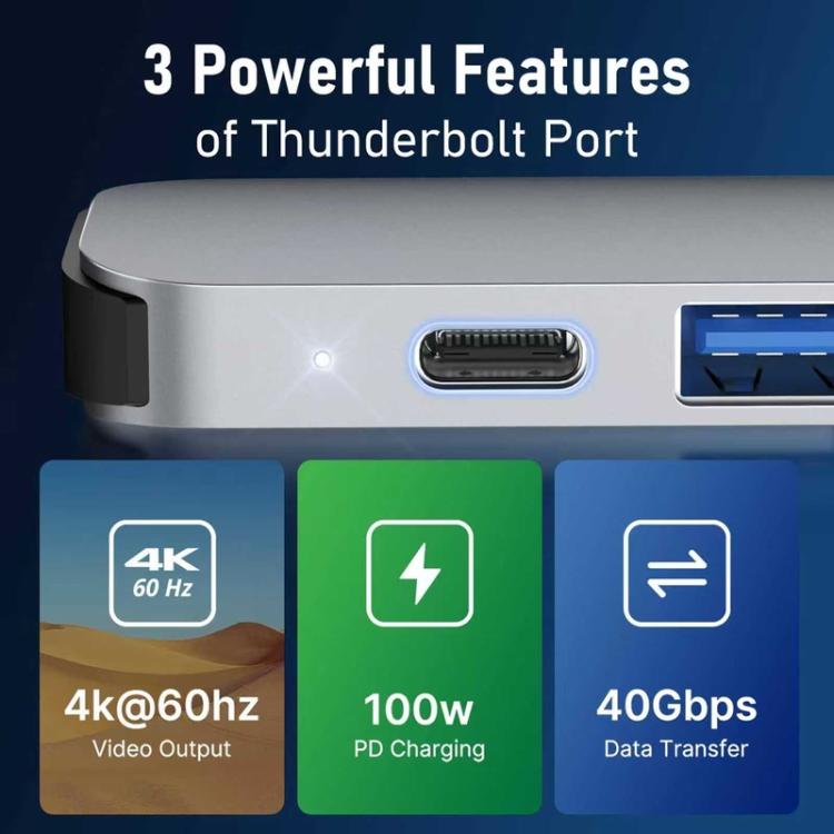 Lemorele TC52 7 in 2 Docking Station 4K Projection Multiport 100W PD Laptop Adapter