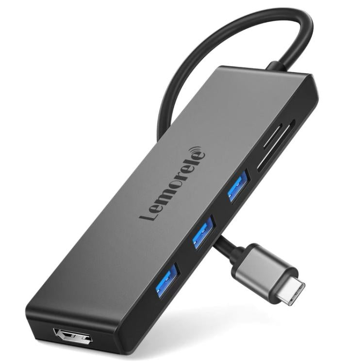 Lemorele X23L 6 in 1 Docking Station 4K Visual Output Dual Slot 100W PD Portable Adapter