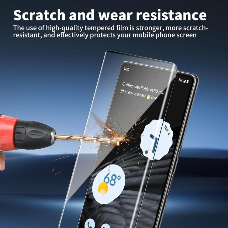 Kalebol Full Glue Version Curved Full-Coverage Anti-Fingerprint Screen-Printed HD Tempered Glass Film, For Google Pixel 7 Pro, For Google Pixel 6 Pro