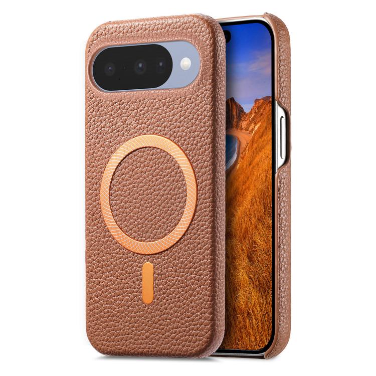 Litchi Texture Brushed MagSafe PU Back Cover Phone Case, For Google Pixel 10a, For Google Pixel 10 Pro XL, For Google Pixel 9a, For Google Pixel 9 Pro XL, For Google Pixel 10 / 10 Pro, For Google Pixel 9 / 9 Pro