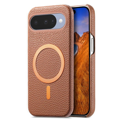 Litchi Texture Brushed MagSafe PU Back Cover Phone Case, For Google Pixel 10a, For Google Pixel 10 Pro XL, For Google Pixel 9a, For Google Pixel 9 Pro XL, For Google Pixel 10 / 10 Pro, For Google Pixel 9 / 9 Pro