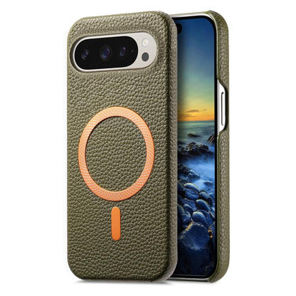 Litchi Texture Brushed MagSafe PU Back Cover Phone Case, For Google Pixel 10a, For Google Pixel 10 Pro XL, For Google Pixel 9a, For Google Pixel 9 Pro XL, For Google Pixel 10 / 10 Pro, For Google Pixel 9 / 9 Pro