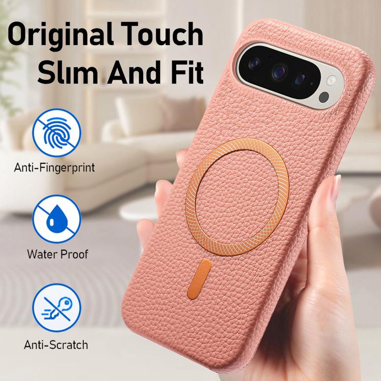 Litchi Texture Brushed MagSafe PU Back Cover Phone Case, For Google Pixel 10a, For Google Pixel 10 Pro XL, For Google Pixel 9a, For Google Pixel 9 Pro XL, For Google Pixel 10 / 10 Pro, For Google Pixel 9 / 9 Pro