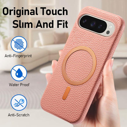 Litchi Texture Brushed MagSafe PU Back Cover Phone Case, For Google Pixel 10a, For Google Pixel 10 Pro XL, For Google Pixel 9a, For Google Pixel 9 Pro XL, For Google Pixel 10 / 10 Pro, For Google Pixel 9 / 9 Pro