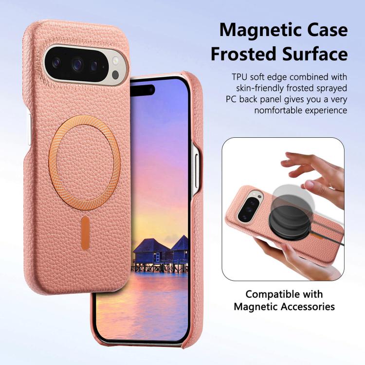 Litchi Texture Brushed MagSafe PU Back Cover Phone Case, For Google Pixel 10a, For Google Pixel 10 Pro XL, For Google Pixel 9a, For Google Pixel 9 Pro XL, For Google Pixel 10 / 10 Pro, For Google Pixel 9 / 9 Pro