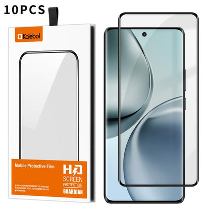 10pcs Kalebol Full Glue Version Curved Full-Coverage Anti-Fingerprint Screen-Printed HD Tempered Glass Film, For Realme 15 Pro 5G, For Realme 15 5G, For Realme Narzo 80 Pro, For Realme P3 Ultra 5G, For Realme P3 Pro, For Realme 14 Pro+, For Realme 14 Pro