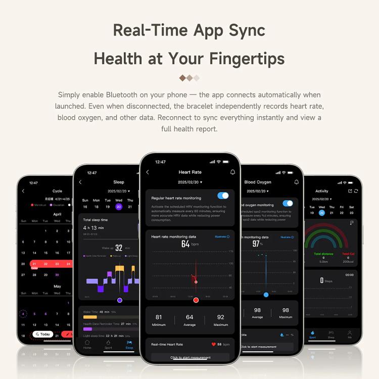 L8 Smart Bracelet Elegant Health Tracker, Support Health Monitoring / Menstrual Cycle Reminder