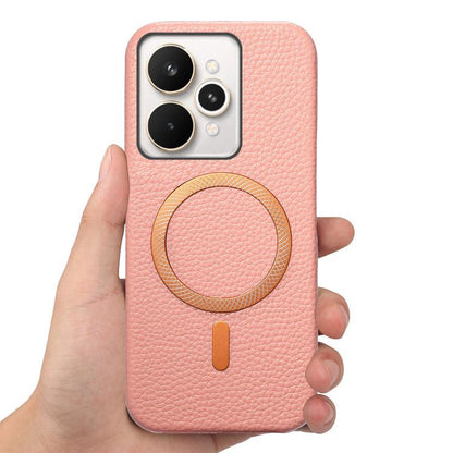 Litchi Texture Brushed MagSafe PU Back Cover Phone Case, For Realme 15 Pro