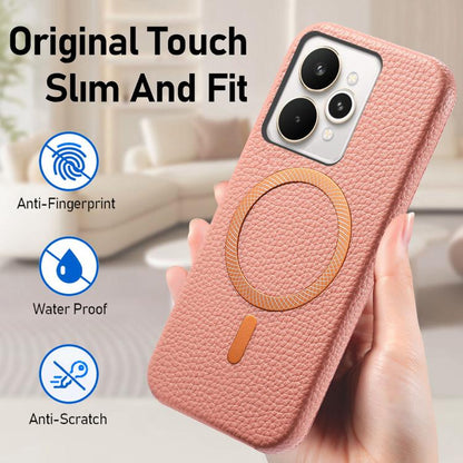 Litchi Texture Brushed MagSafe PU Back Cover Phone Case, For Realme 15 Pro