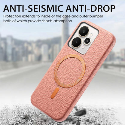 Litchi Texture Brushed MagSafe PU Back Cover Phone Case, For Realme 15 Pro