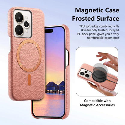 Litchi Texture Brushed MagSafe PU Back Cover Phone Case, For Realme 15 Pro