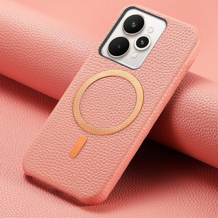 Litchi Texture Brushed MagSafe PU Back Cover Phone Case, For Realme 15 Pro