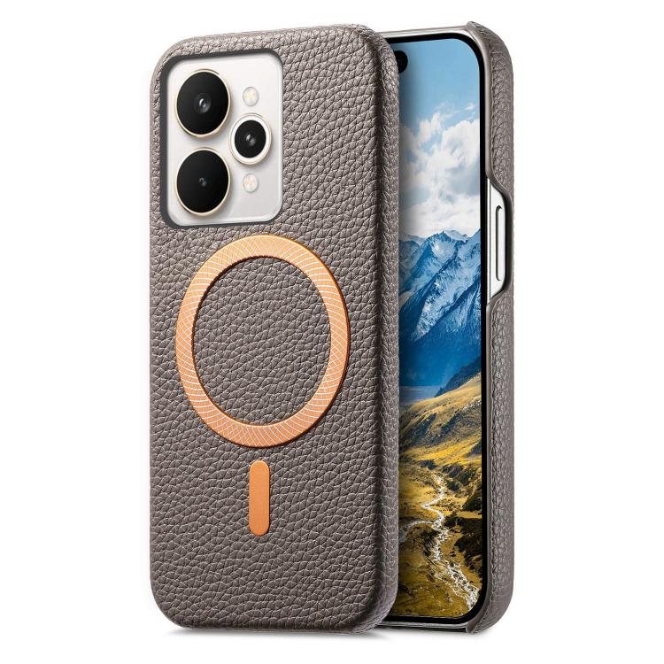 Litchi Texture Brushed MagSafe PU Back Cover Phone Case, For Realme 15 Pro