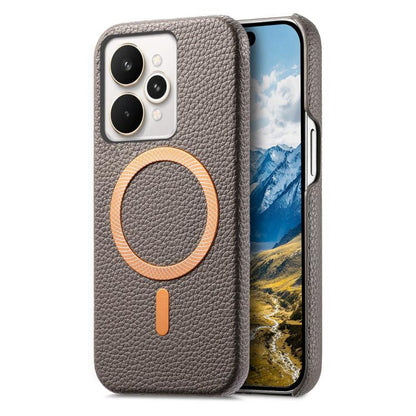 Litchi Texture Brushed MagSafe PU Back Cover Phone Case, For Realme 15 Pro