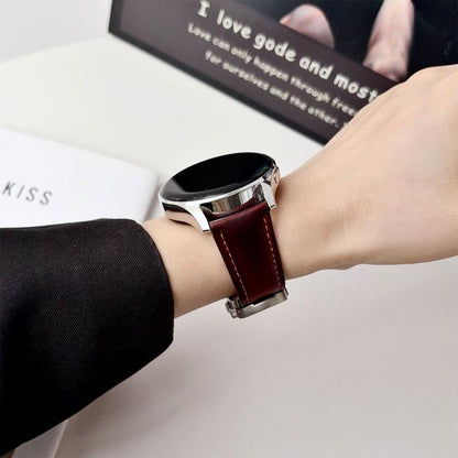 Double G Magnetic Buckle Genuine Leather Watch Band, 18mm, 20mm, 22mm