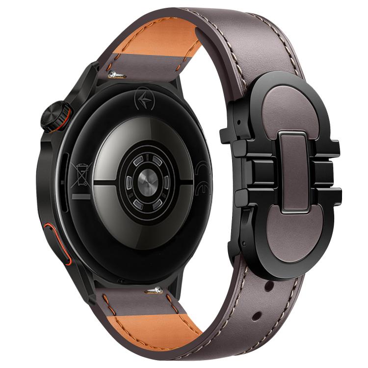 Double G Magnetic Buckle Genuine Leather Watch Band, 18mm, 20mm, 22mm