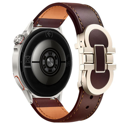 Double G Magnetic Buckle Genuine Leather Watch Band, 18mm, 20mm, 22mm