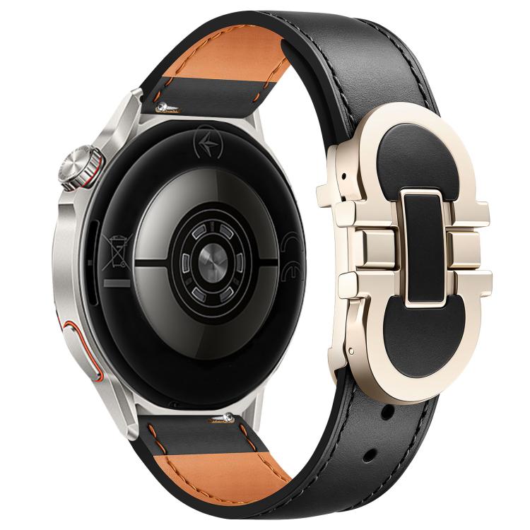 Double G Magnetic Buckle Genuine Leather Watch Band, 18mm, 20mm, 22mm