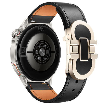 Double G Magnetic Buckle Genuine Leather Watch Band, 18mm, 20mm, 22mm
