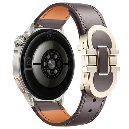 Double G Magnetic Buckle Genuine Leather Watch Band, 18mm, 20mm, 22mm