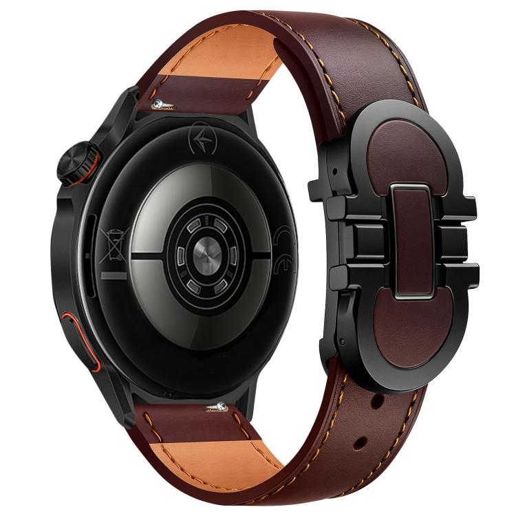 Double G Magnetic Buckle Genuine Leather Watch Band, 18mm, 20mm, 22mm