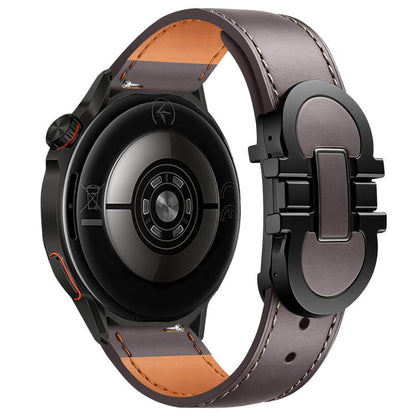 Double G Magnetic Buckle Genuine Leather Watch Band, 18mm, 20mm, 22mm