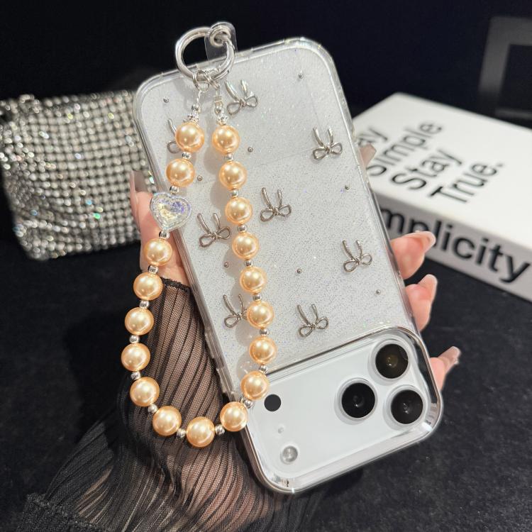Heart Inlaid Diamond Pearl Crystal Phone Pendant, Orange, Purple, Blue
