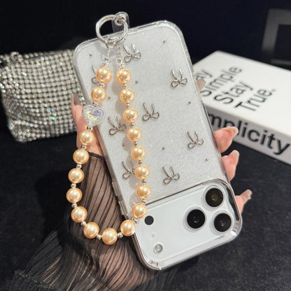 Heart Inlaid Diamond Pearl Crystal Phone Pendant, Orange, Purple, Blue