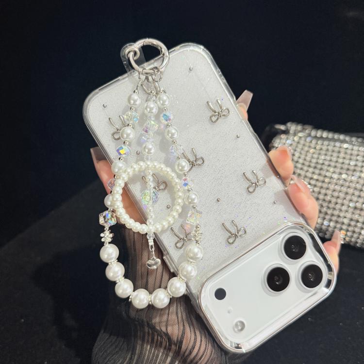 Dreamcatcher Crystal Pearl Phone Hanging Charm, White, Pink, Green