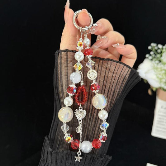 Butterfly Heart Handmade Crystal Phone Chain, Red, Purple, Blue, Pink