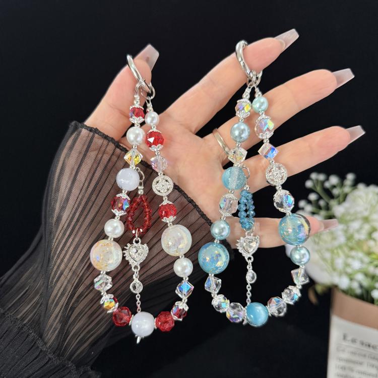 Butterfly Heart Handmade Crystal Phone Chain, Red, Purple, Blue, Pink