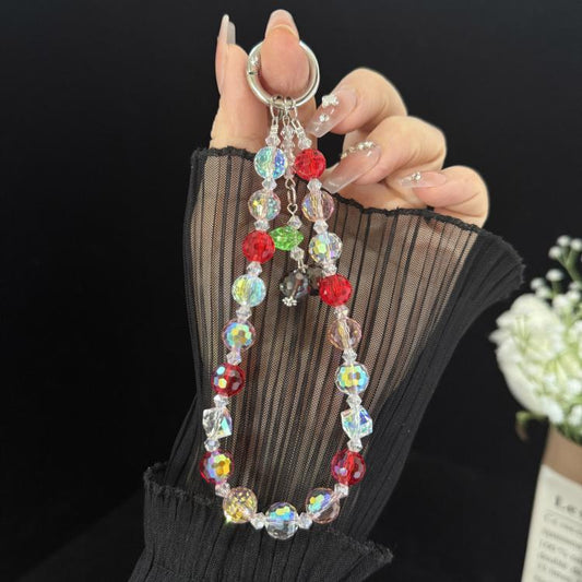 Butterfly Heart Handmade Crystal Phone Chain, Red, Black