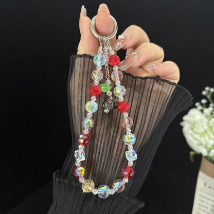 Butterfly Heart Handmade Crystal Phone Chain, Red, Black
