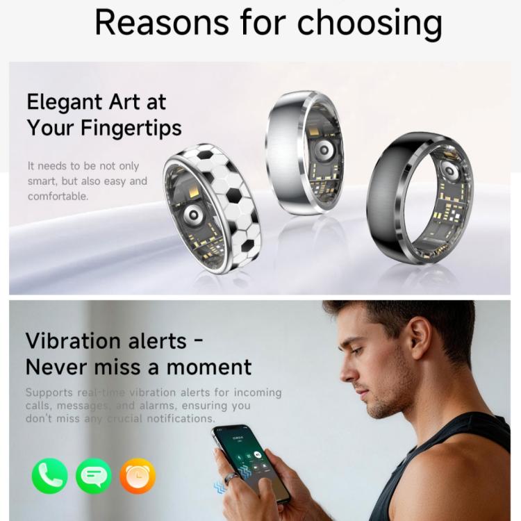 SY15 SIZE 8 Smart Ring, Supports Health Monitoring / Gesture Control