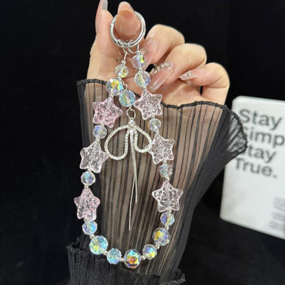 Cracked Ice Pentagon Silver Line Butterfly Crystal Phone Charm, Yellow, Pink, Blue
