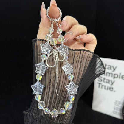 Cracked Ice Pentagon Silver Line Butterfly Crystal Phone Charm, Yellow, Pink, Blue