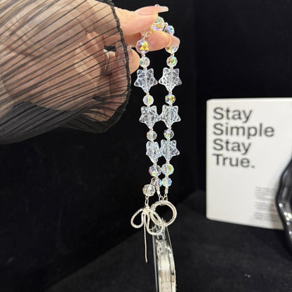 Cracked Ice Pentagon Silver Line Butterfly Crystal Phone Charm, Yellow, Pink, Blue