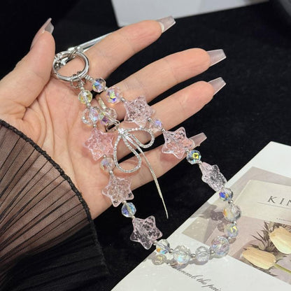 Cracked Ice Pentagon Silver Line Butterfly Crystal Phone Charm, Yellow, Pink, Blue
