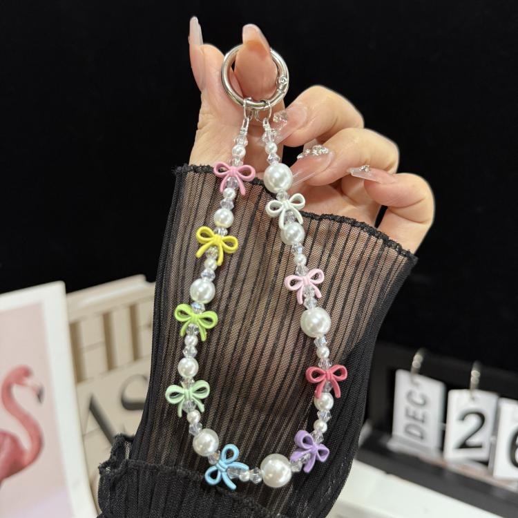 Spring Colorful Knot Crystal Phone Charm, White, Purple, Multicolor, Pink