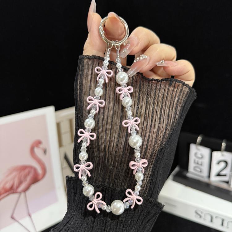 Spring Colorful Knot Crystal Phone Charm, White, Purple, Multicolor, Pink