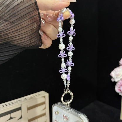 Spring Colorful Knot Crystal Phone Charm, White, Purple, Multicolor, Pink