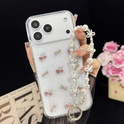 Spring Colorful Knot Crystal Phone Charm, White, Purple, Multicolor, Pink